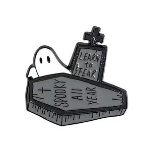 6/$30 Learn To Fear Spooky All Year Ghost Coffin Enamel Pin